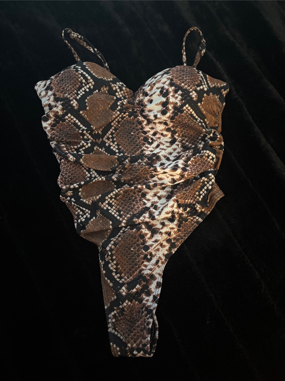 Brown Snake Print One-Piece Swimsuit